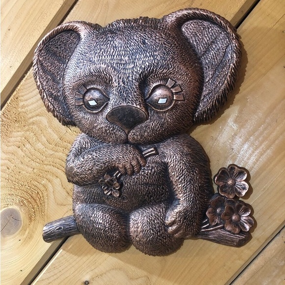 Vintage 70s Koala Bear wall art Plastic kitsch Coppercraft hanging 1970s decor - Picture 2 of 8